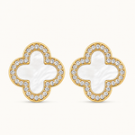 Brinco Folheado a Ouro 18k e Prata Cravejado e Resinado - Branco