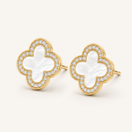 Brinco Folheado a Ouro 18k e Prata Cravejado e Resinado - Branco