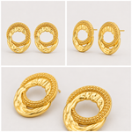 Brinco Folheado a Ouro 18k Círculo Duplo Texturizado Orgânico