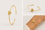 Bracelete Folheado a Ouro 18k Coração Texturizado - Semijoia