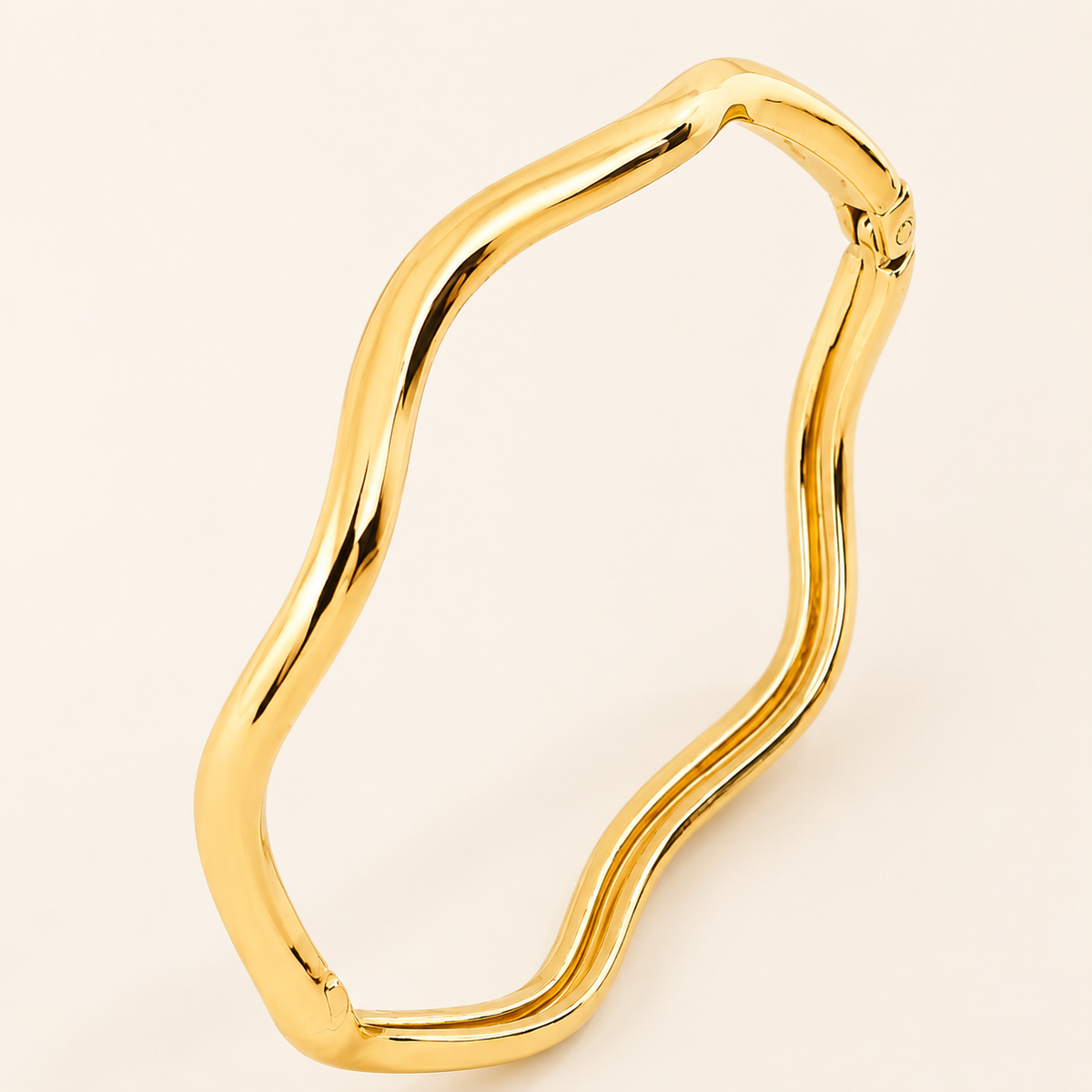 Bracelete Folheado a Ouro 18k e Prata Design Ondulado - Ouro