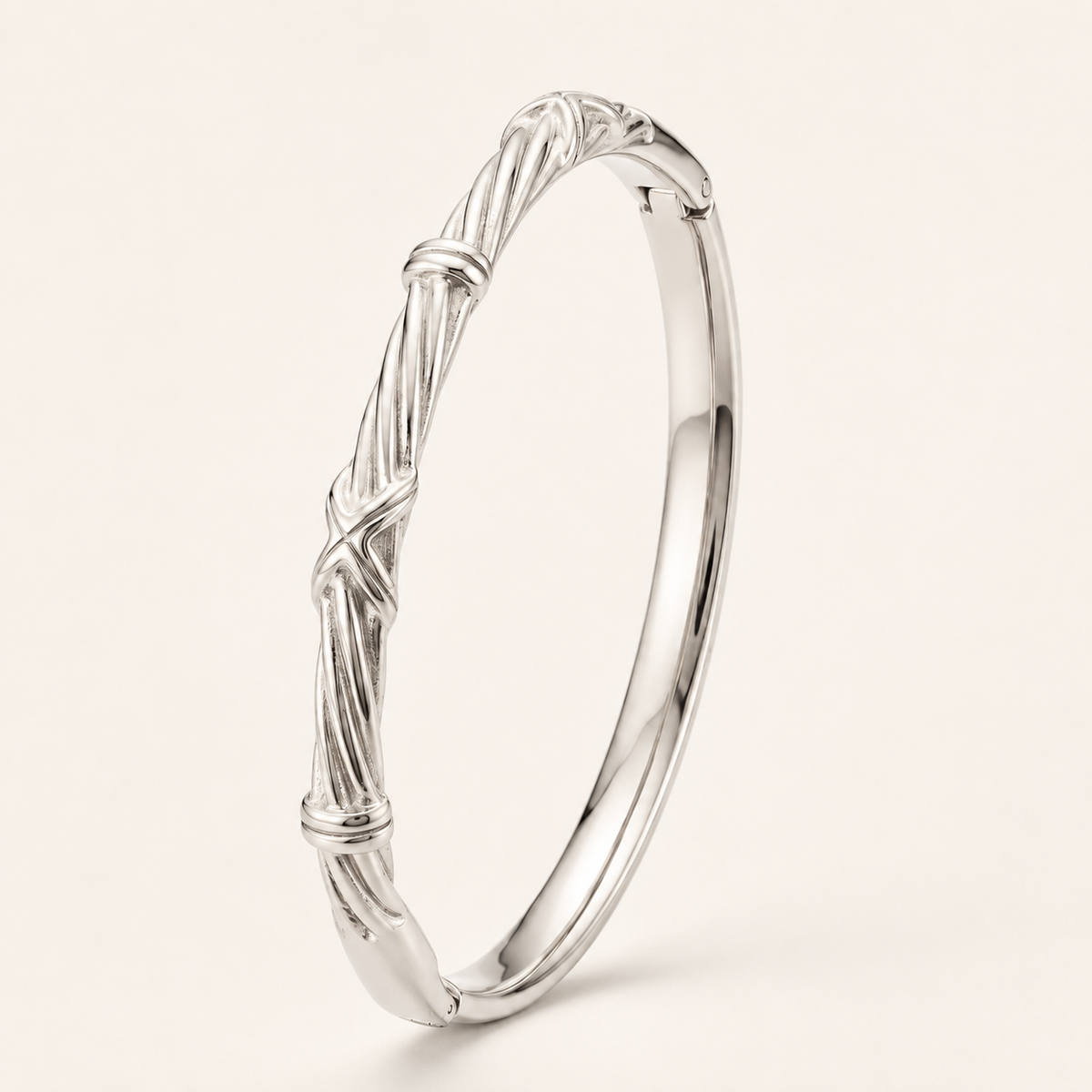 Bracelete de Aço Inoxidável Folheado a Ouro 18k e Prata Torcido - Prata
