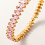 Bracelete Folheado a Ouro 18k e Prata Design Cravejado Colorido - Rosa