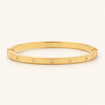 Bracelete Aço Inoxidável Folheado a Ouro 18k Com Ponto de Luz