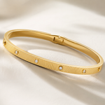 Bracelete Aço Inoxidável Folheado a Ouro 18k Com Ponto de Luz