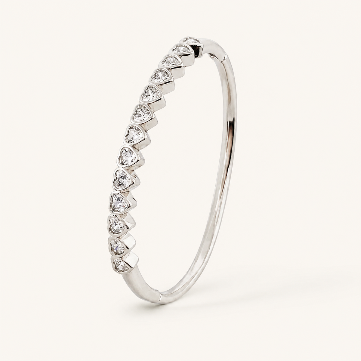 Bracelete Folheado a Ouro 18k e Prata Coração Cristal