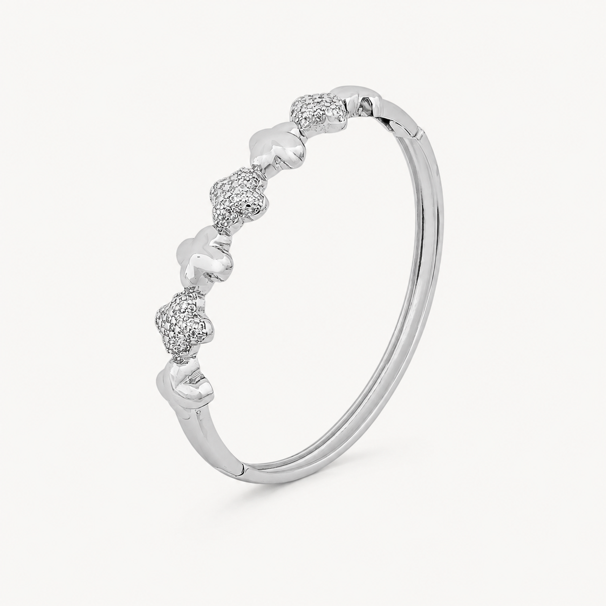 Bracelete Folheado a Ouro 18k e Prata Inspiração Vg Liso e Cravejado