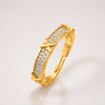 Anel Regulável Folheado a Ouro 18k e Prata Cravejado - Ouro