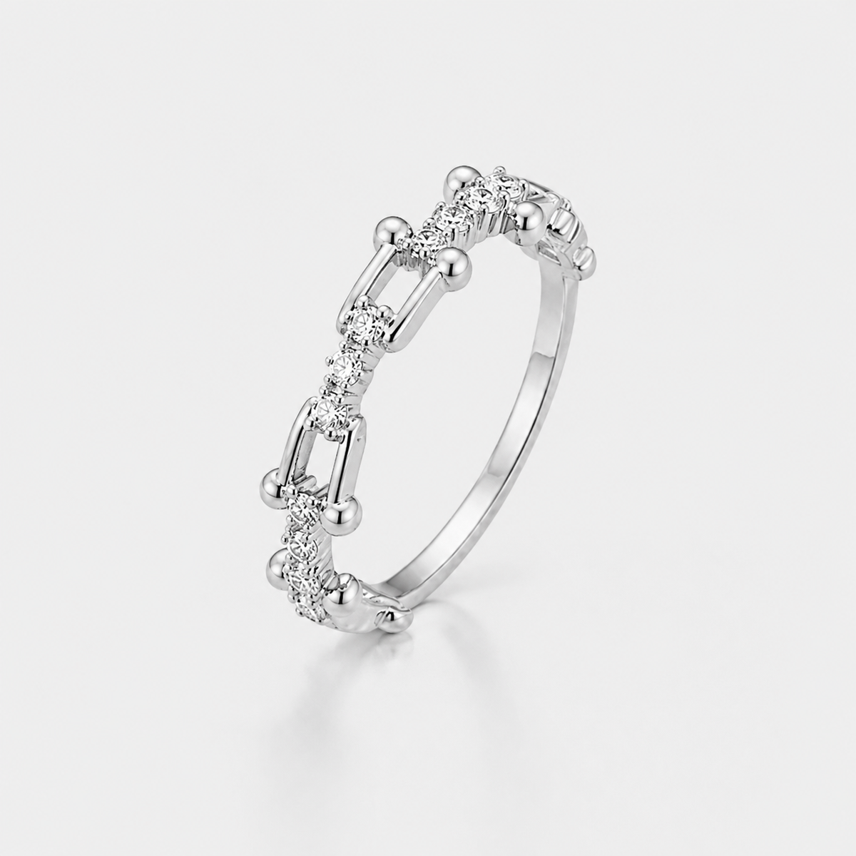 Anel Folheado a Ouro 18k e Prata Elos Grandes Marcas - Prata