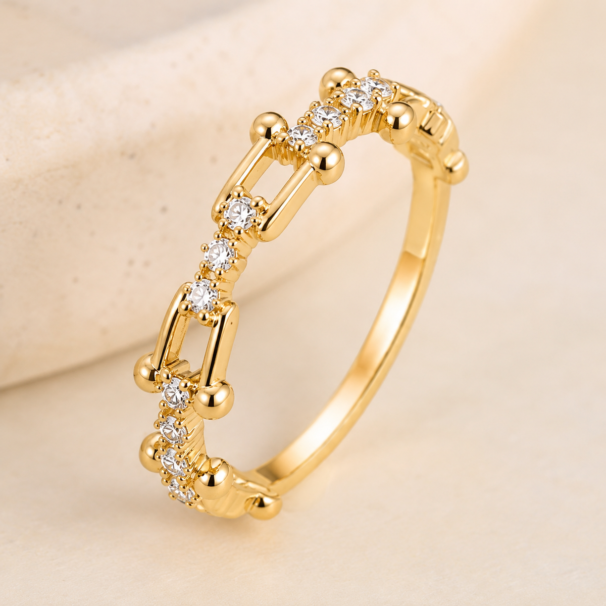 Anel Folheado a Ouro 18k e Prata Elos Grandes Marcas - Ouro