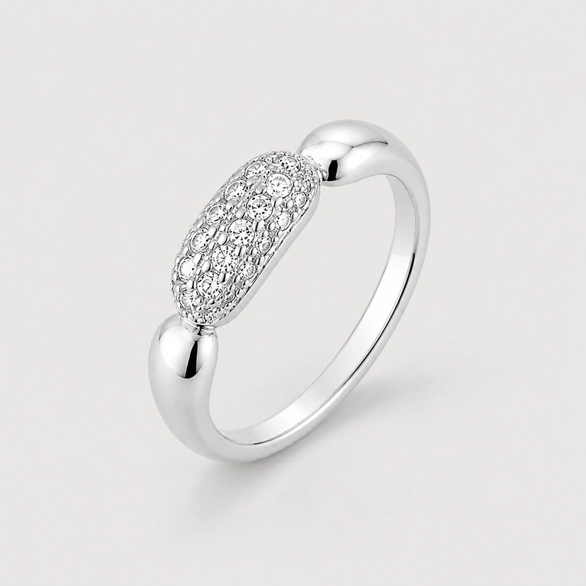 Anel Falange Folheado a Ouro 18k e Prata Design Oval Cravejado