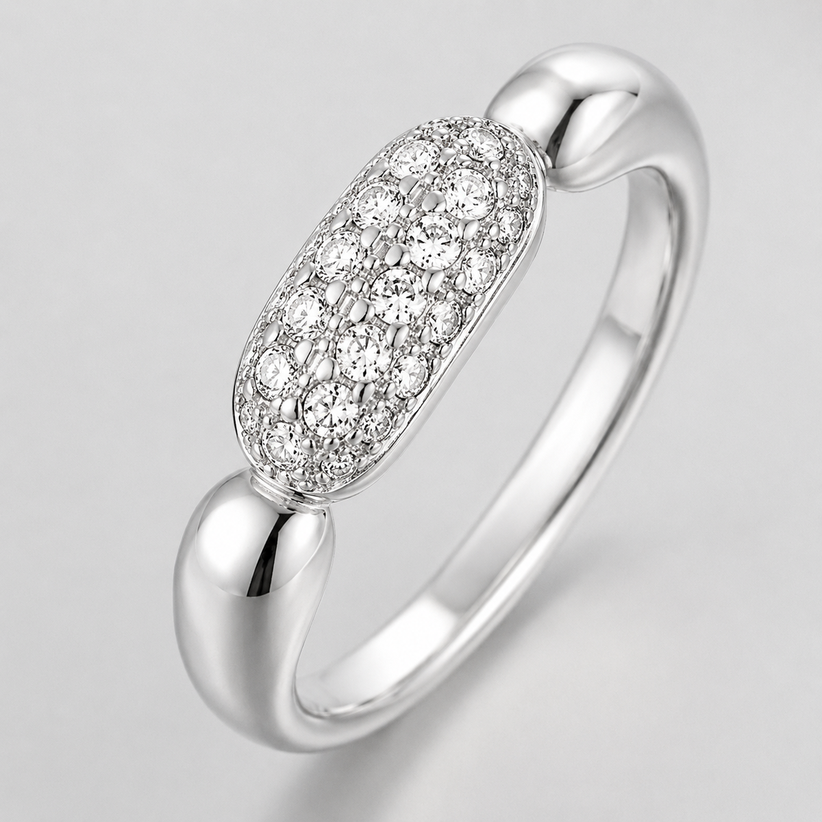 Anel Falange Folheado a Ouro 18k e Prata Design Oval Cravejado