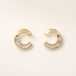 Brinco Folheado a Ouro 18k Argola Aberta Cravejada com Baguetes