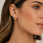Brinco Folheado a Ouro 18k Argola Aberta Cravejada com Baguetes
