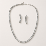 Conjunto Colar e Brinco Baguette Cravejado