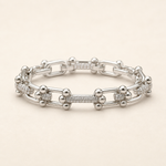Bracelete Folheado a Prata 925 Elos Cravejados com Zircônias