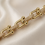 Bracelete Folheado a Prata 925 Elos Cravejados com Zircônias