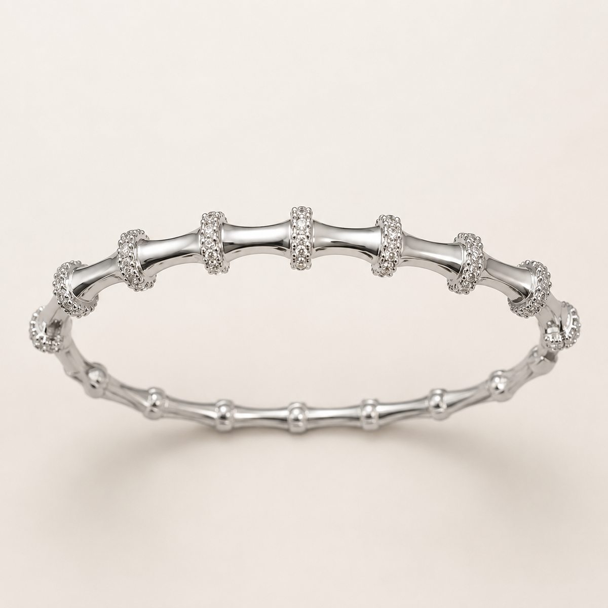 Pulseira Folheada a Prata 925 Bambu Cravejada com Zircônias