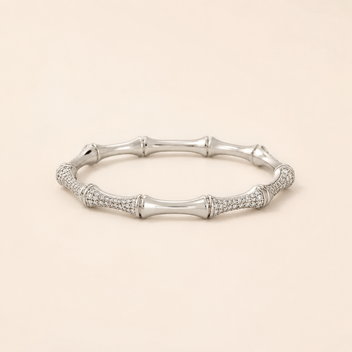 Pulseira Folheada a Prata 925 Bambu Cravejada com Zircônias