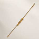 Bracelete Folheado a Ouro 18k Cravejado com Pedras Amarelas e Cristais