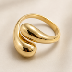 Anel Folheado a Ouro 18k Espiral Gota Liso