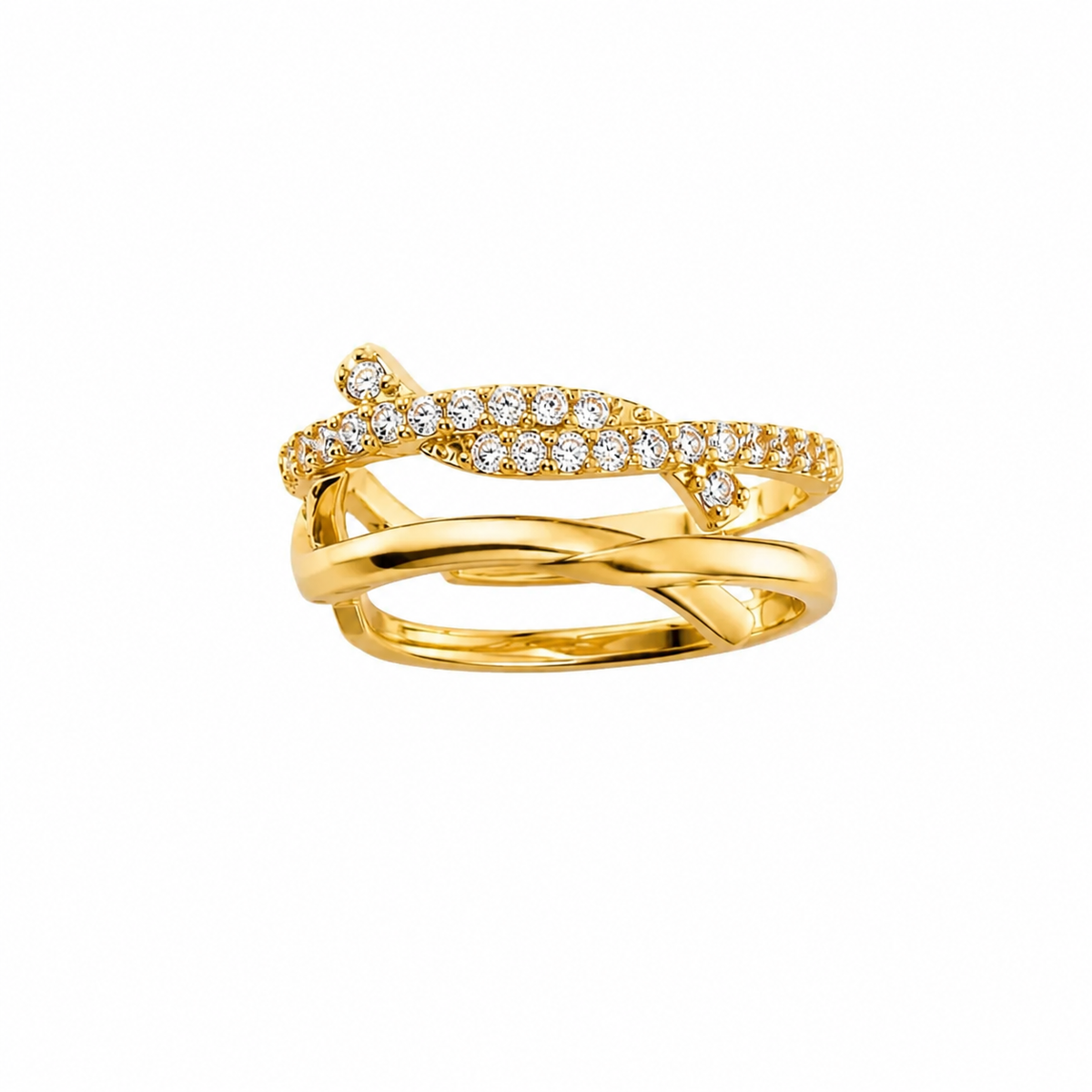 Piercing Folheado a Ouro 18k e Prata Fios Cravejados Cruzados