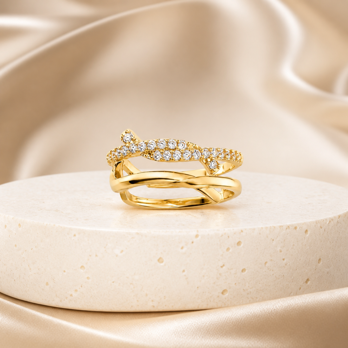 Piercing Folheado a Ouro 18k e Prata Fios Cravejados Cruzados