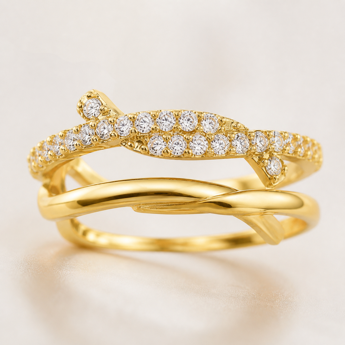 Piercing Folheado a Ouro 18k e Prata Fios Cravejados Cruzados
