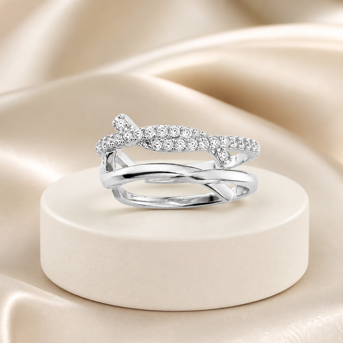 Piercing Folheado a Ouro 18k e Prata Fios Cravejados Cruzados