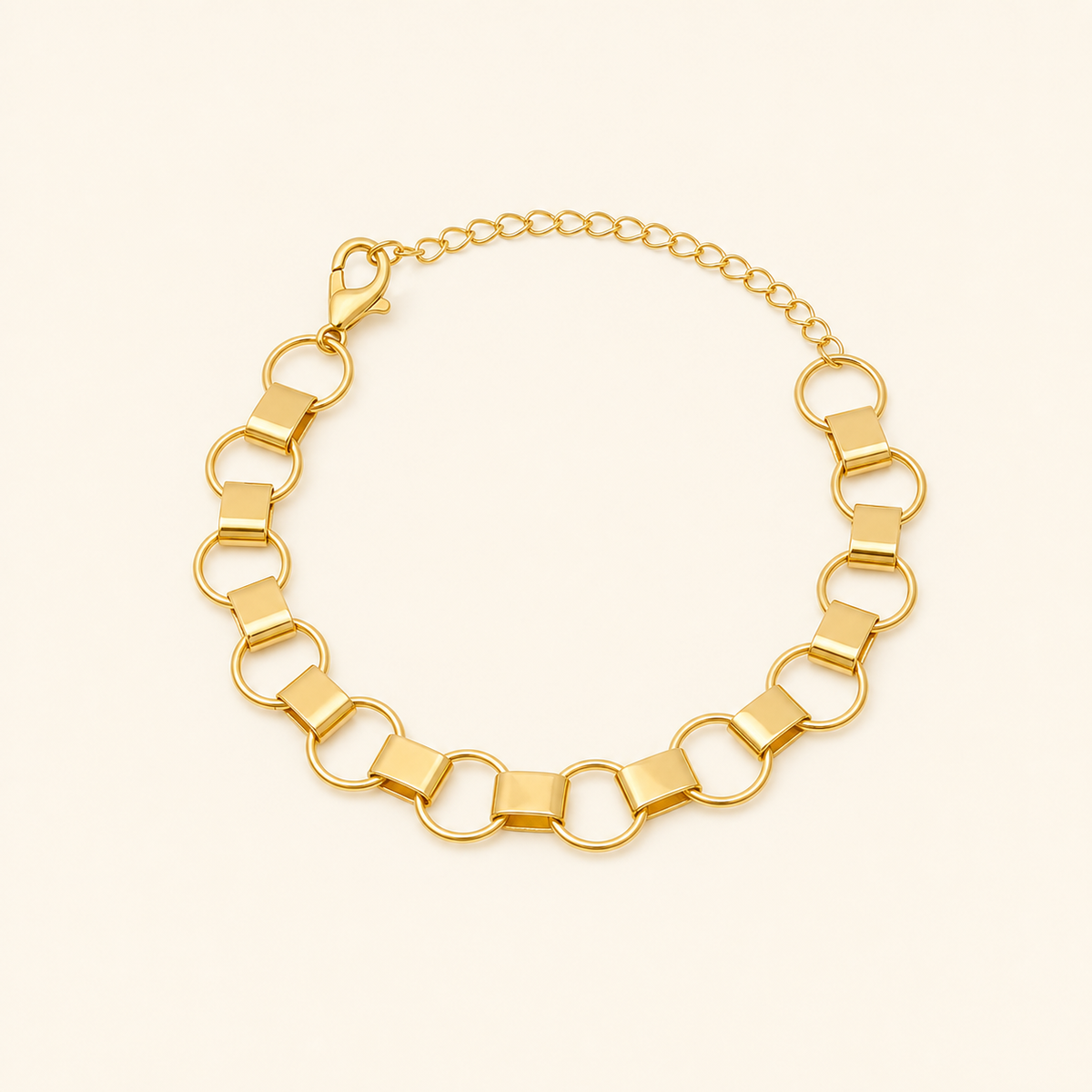 Pulseira Dupla Folheada a Ouro 18k Elos Redondos