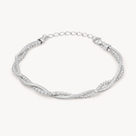 Pulseira Folheada a Prata 925 Fita Laminada Com Cordão Cravejado