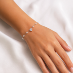 Pulseira Folheada a Prata 925 Perolas e Coração