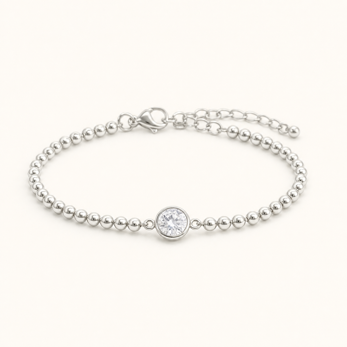 Pulseira Folheada a Prata 925 Esferas e Ponto de Luz