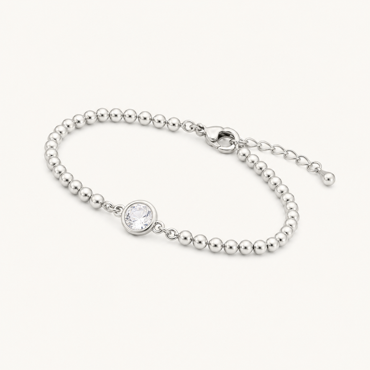 Pulseira Folheada a Prata 925 Esferas e Ponto de Luz