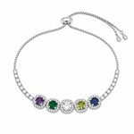 Pulseira Folheado a Ouro 18k e Prata Quadrados de Cristal Com Zircônias - Prata