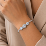 Pulseira Folheada a Ouro 18k e Prata Formas de Cristal Cravejadas - Prata