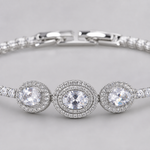 Pulseira Folheada a Ouro 18k e Prata Formas de Cristal Cravejadas - Prata