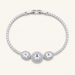 Pulseira Folheada a Ouro 18k e Prata Formas de Cristal Cravejadas - Prata