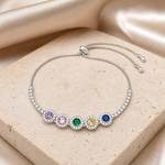 Pulseira Folheada a Ouro 18k e Prata Círculos Cravejados - Prata - Colorido