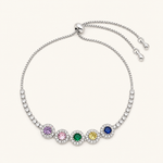 Pulseira Folheada a Ouro 18k e Prata Círculos Cravejados - Prata - Colorido