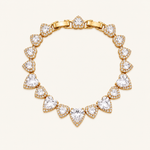 Pulseira Folheada a Ouro 18k e Prata Corações de Cristais - Ouro - Cristal