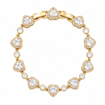 Pulseira Folheado a Ouro 18k e Prata Coração Cristal Colorido - Ouro-Cristal