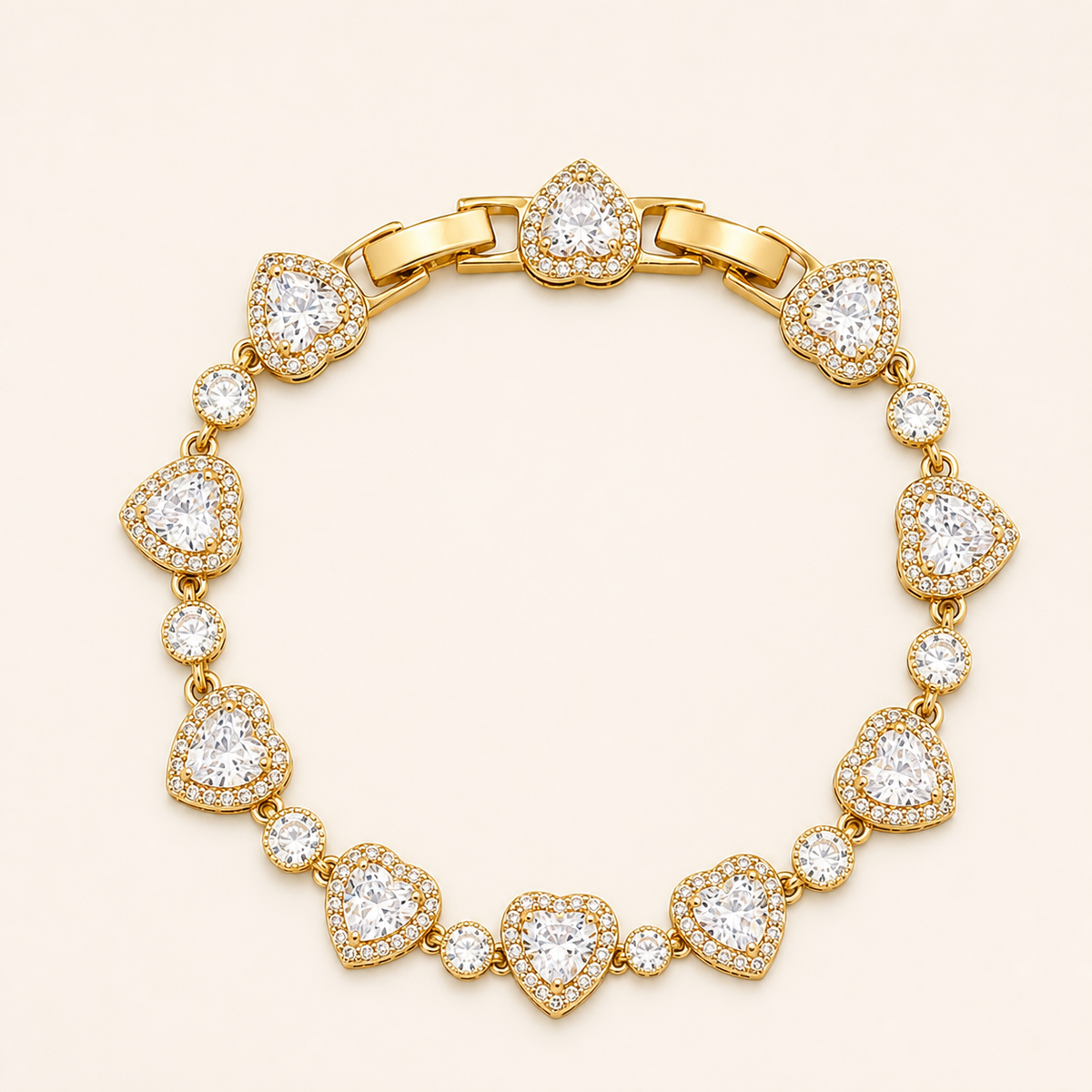 Pulseira Folheado a Ouro 18k e Prata Coração Cristal Colorido - Ouro-Cristal