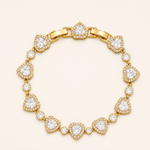 Pulseira Folheado a Ouro 18k e Prata Coração Cristal Colorido - Ouro-Cristal