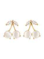 Brinco Folheado a Ouro 18k e Prata Design Cereja Resinada