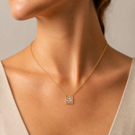 Colar Folheado Ouro 18k Quadrado de Cristal