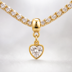 Colar Folheado Ouro 18k Cordão de Zircônia com Coração Cristal