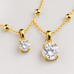 Colar Duplo Folheado a Ouro 18k Esferas e Cristal