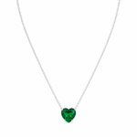 Colar Folheado a Prata 925 Coração Cristal Verde