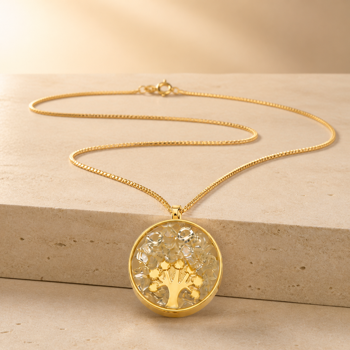 Colar Folheado a Ouro 18k Árvore da Vida com Cristais